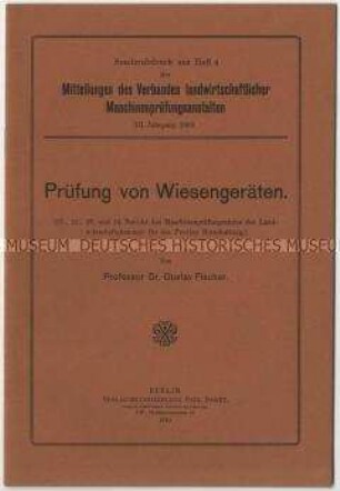 Bericht über die Prüfung von Wiesengeräten