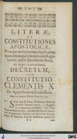 Literae Et Constitutiones Apostolicae.