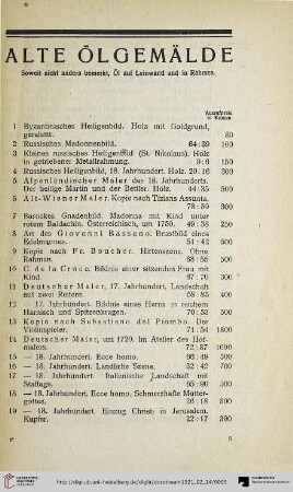 Alte Ölgemälde (Nr. 1-93)