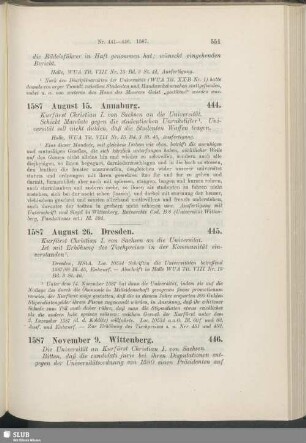 444. 1587, August 15. Annaburg