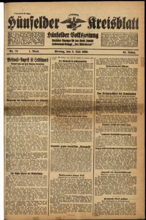 Erste Ausgabe vom Montag, den 03. Juli 1939.