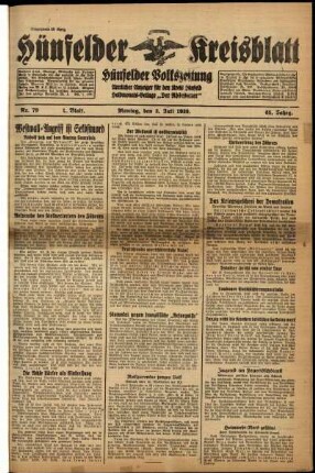 Erste Ausgabe vom Montag, den 03. Juli 1939.