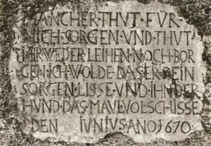 Unkersdorf östlich Wilsdruff. Alte Hausinschrift