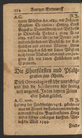 Die Churfürsten und Pfaltzgrafen am Rhein.