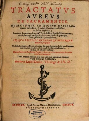 Tractatus aureus de Sacramentis