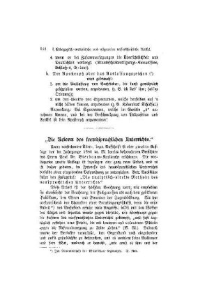 "Die Reform des fremdsprachlichen Unterrichts"