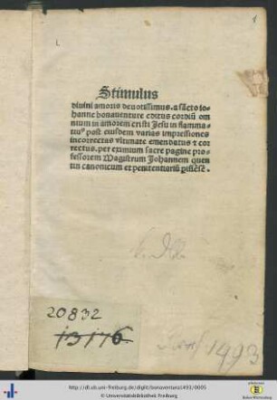 Stimulus diuini amoris deuotissimus