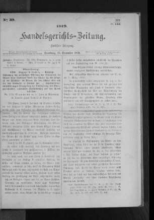 No 39 1879. Handelsgerichts-Zeitung.