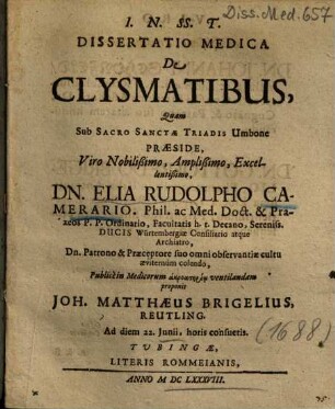 Dissertatio Medica De Clysmatibus