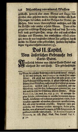 Das II. Capitel. Vom äußerlichen Gebrauche des Carls-Bades.
