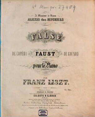 Valse de l'opéra Faust de Gounod : pour le piano