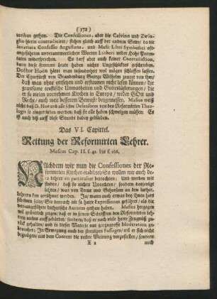Das VI. Capittel. Rettung der Reformirten Lehrer.