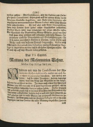 Das VI. Capittel. Rettung der Reformirten Lehrer.