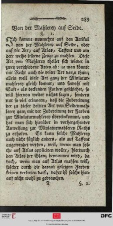 Von der Mahlerey auf Seide