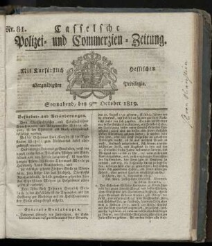 Nr. 81, Sonnabend, den 9ten October 1819