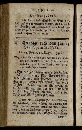 Am Freytage nach dem fünften Sonntage in der Fasten.