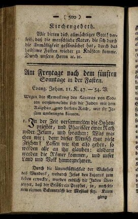 Am Freytage nach dem fünften Sonntage in der Fasten.