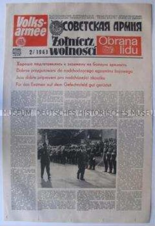 Mehrsprachige Manöverausgabe der Wochenzeitung der NVA "Volksarmee"