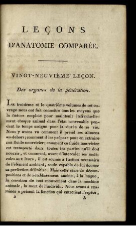 Leçons D'Anatomie Comparée. Vingt-Neuviéme Leçon.