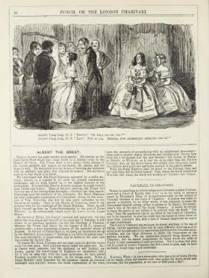 Amiable Young Lady, No.1. "Pretty! Oh dear no- do you?" Amiable Young Lady, No.2. "Law! Not at all. Besides, how abominably affected she is!"