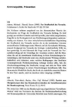 105-122, Kriminalpolitik. Prävention