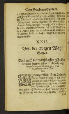 XXII. Von der ewigen Wahl Gottes.