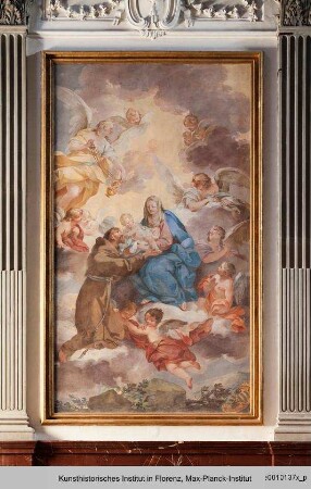 In einer Vision des Heiligen Franziskus von Assisi übergibt ihm die Jungfrau Maria das Christuskind