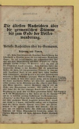 Die ältesten Nachrichten über die germanischen Stämme bis zum Ende der Völkerwanderung