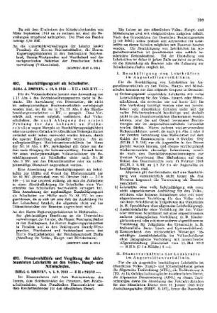 Dienstverhältnis und Vergütung der nichtbeamteten Lehrkräfte an den Volks-, Haupt- und Mittelschulen : [Erziehung] ; [Für das Reich] ; [Amtliche Erlasse] ; [Amtlicher Teil]