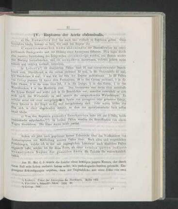 IV. Rupturen der Aorta abdominalis.
