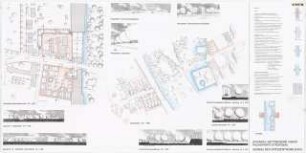 Städtebaulicher Entwurf für den Ausbau des Ortszentrums Berlin-Buch Schinkelwettbewerb 1999: Lagepläne, Schnitte 1:500, Schnitte 1:200, Axonometrie 1:1000, perspektivische Ansichten (Skizzen), Erläuterungen