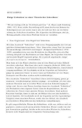 Einige Gedanken zu einer Theorie des Schreibens