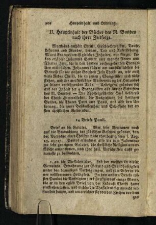 II. Hauptinhalt der Buecher des N. Bundes nach ihrer Zeitfolge