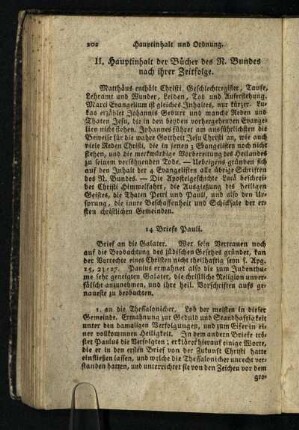 II. Hauptinhalt der Buecher des N. Bundes nach ihrer Zeitfolge