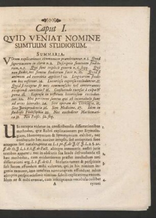 Caput I. Quid Veniat Nomine Sumtuum Studiorum.