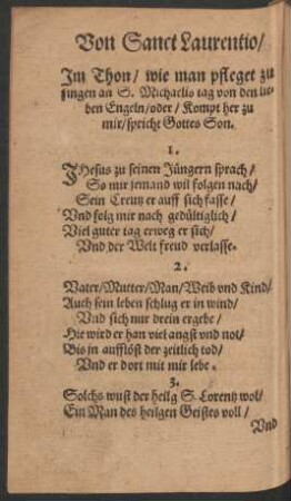 Von Sanct Laurentio ...