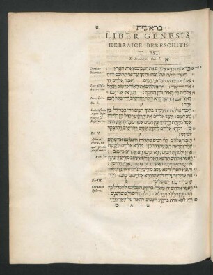 Liber Genesis. Hebraice Bereschith ... Cap. 1. - 50.