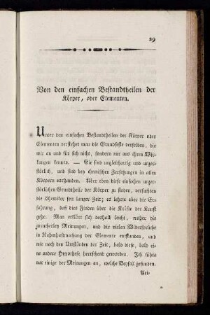 Von den einfachen Bestandtheilen der Körper, oder Elementen.