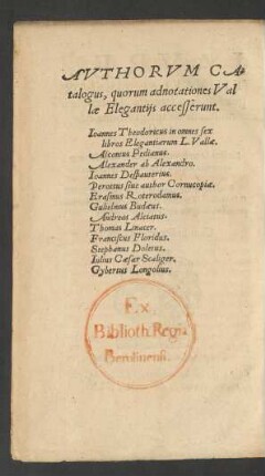 Autorum Catalogus ...