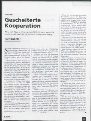 Nordek: Gescheiterte Kooperation