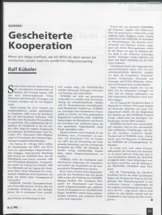 Nordek: Gescheiterte Kooperation