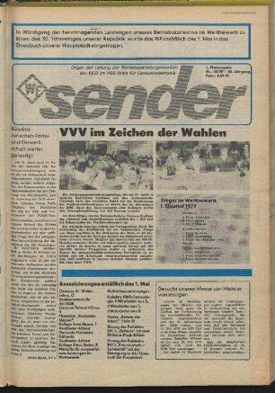 Betriebszeitung 'WF-Sender', Nr.18/1979 (1. Maiausgabe 1979)