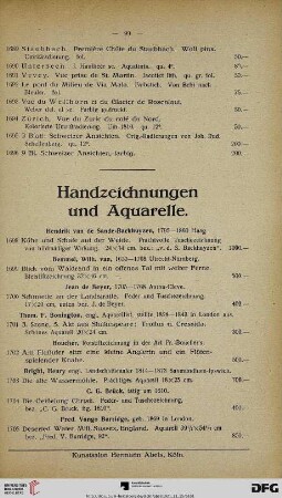 Handzeichnungen und Aquarelle (Nr. 1698-1832)
