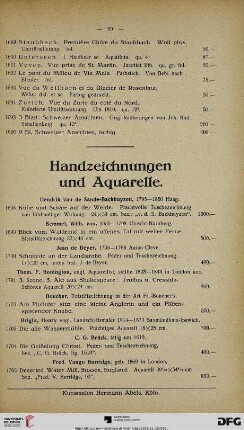 Handzeichnungen und Aquarelle (Nr. 1698-1832)
