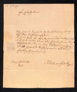 Handschriftliches Schriftstück aus Akte Kielmeyer