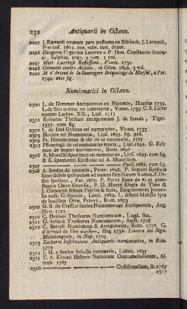 232-253, Numismatici in Octavo - Oratores & Epistolographi recentiores in Octavo
