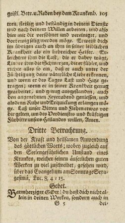 Dritte Betrachtung. Von der Kraft und heilsamen Anwendung des göttlichen Worts ...