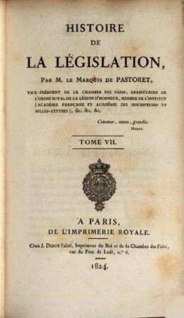 Histoire de la législation, 7