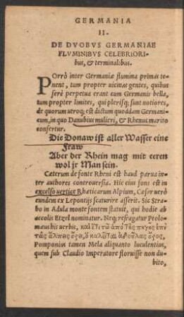 II. De Duobus Germaniae Fluminibus Celebrioribus, et terminalibus.