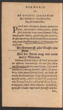 II. De Duobus Germaniae Fluminibus Celebrioribus, et terminalibus.
